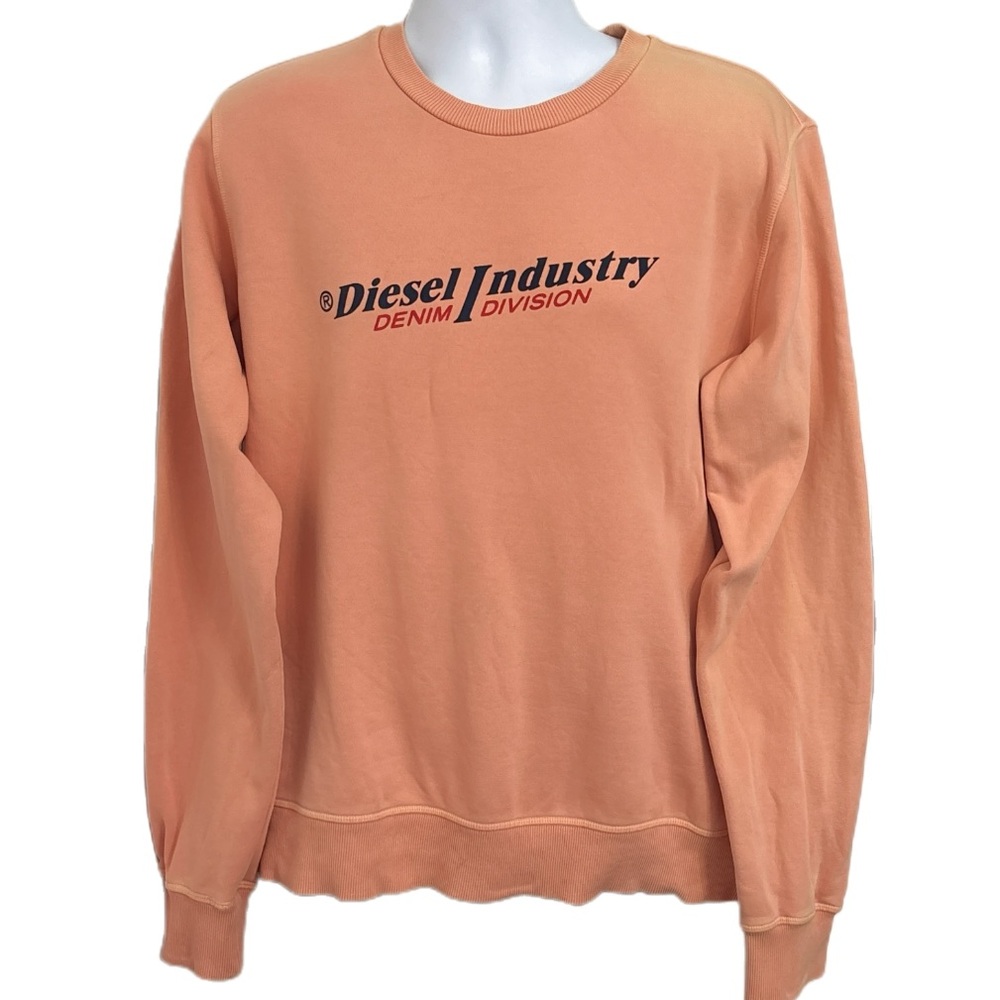 Diesel Vintage Y2K Unisex Cotton Sweatshirt Peach Coral Size XL
